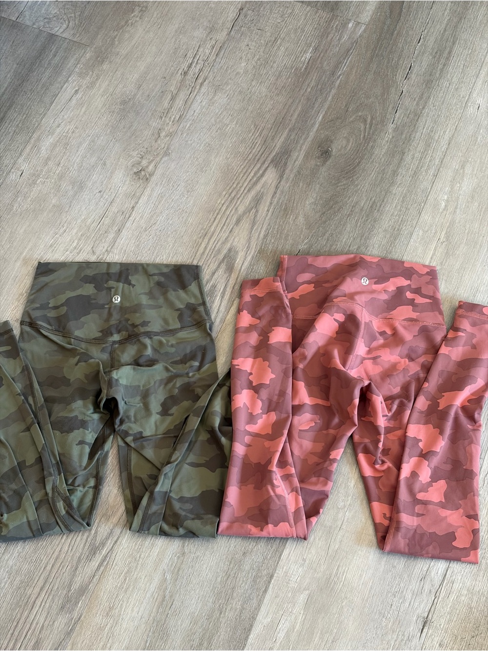 lululemon Camo Leggings - Olive Green & Rose Pink